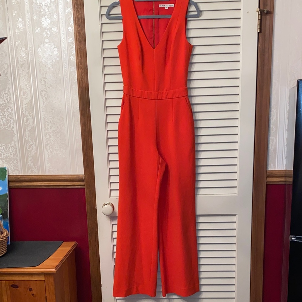 Trina Turk Jumpsuit Orange wide leg sleeveless 2
